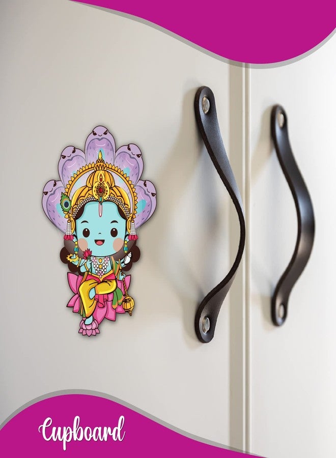 Bhai Please Lord Vishnu Wooden Fridge Magnet (Pack of 1) Hindu God, Spiritual, Divine, Devotional, Bhagwan Gift and Decorations - Image 3